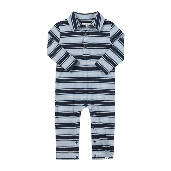 Me & Henry Navy Stripe | Kingston Polo Romper