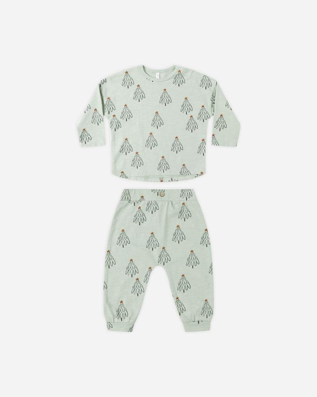 Rylee + Cru Pistachio Trees | Long Sleeve Tee + Pant Set