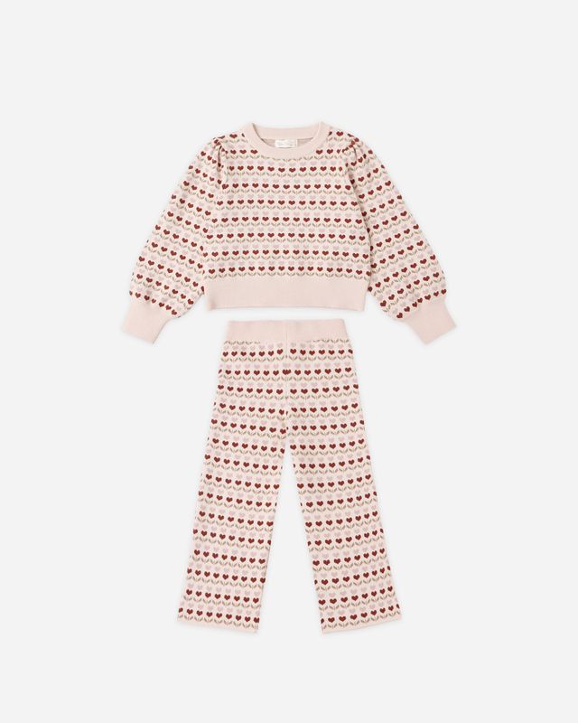 Rylee + Cru Petal Ruby Hearts | Jacquard Knit Set