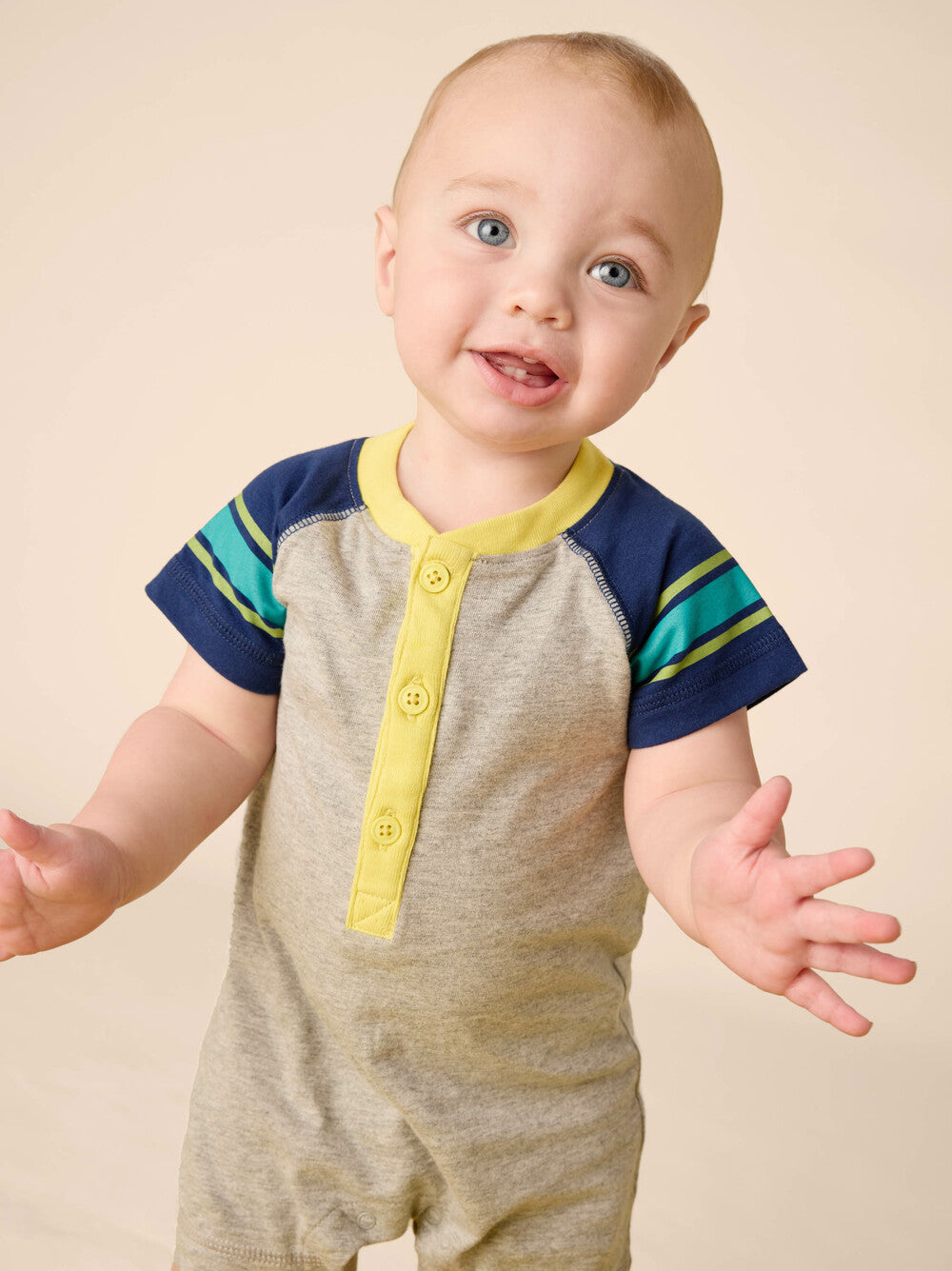 Tea Med Heather Grey | Athletic Henley Romper