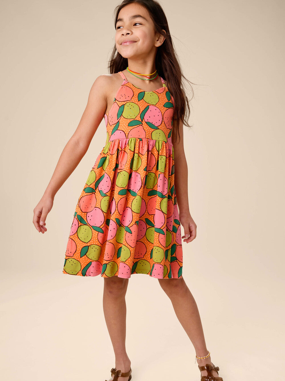 Tea Dotty Citrus | Racerback Twirl Dress
