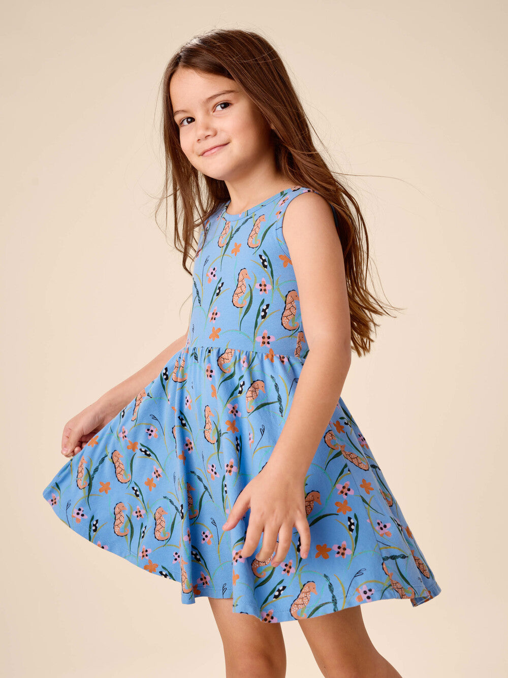 Tea Seahorse Botanical | Sleeveless Ballet Dress