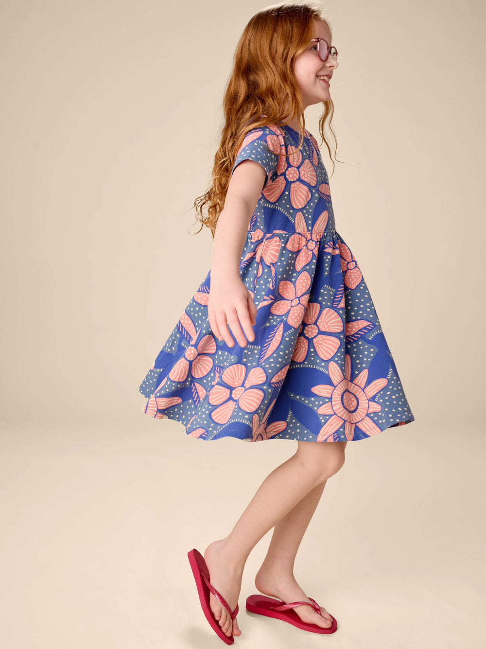 Tea Oversized Dot Floral | Twist Back Ballet Dress