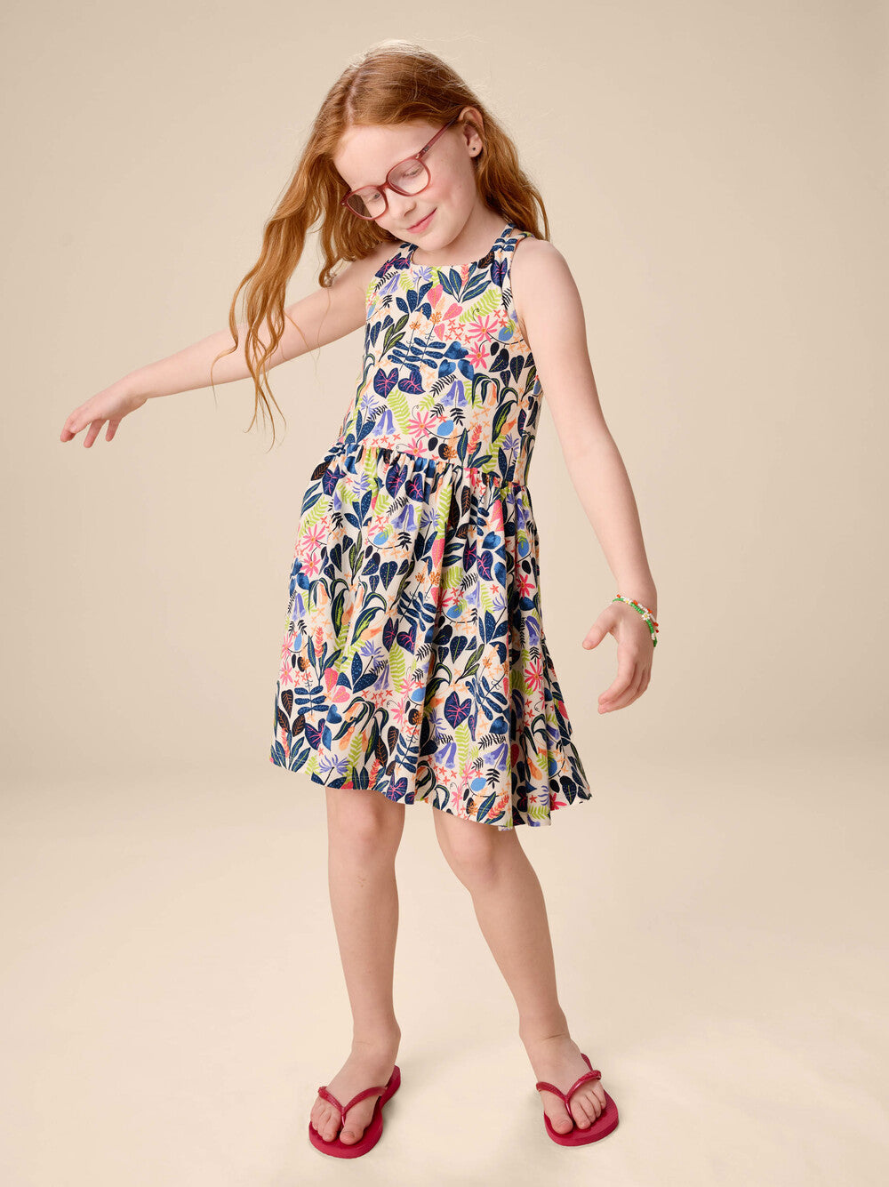 Tea Amazon Rainforest Floral | Strappy Back Skirted Dress