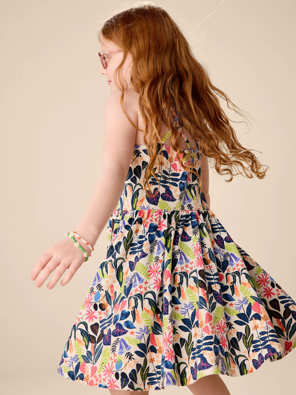 Tea Amazon Rainforest Floral | Strappy Back Skirted Dress