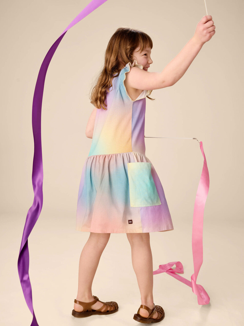 Tea Rainbow Gradiant | Flutter Sleeve Pocket Dress