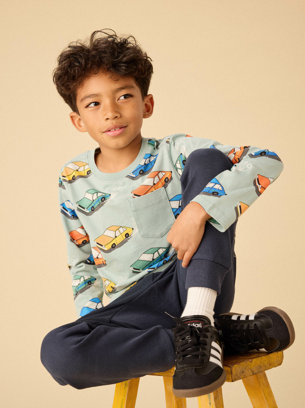 Tea Vintage Cars | Long Sleeve Printed Pocket Tee