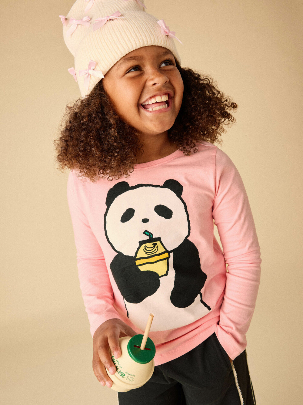 Tea Cherry Blossom | Banana Milk Panda Graphic Tee