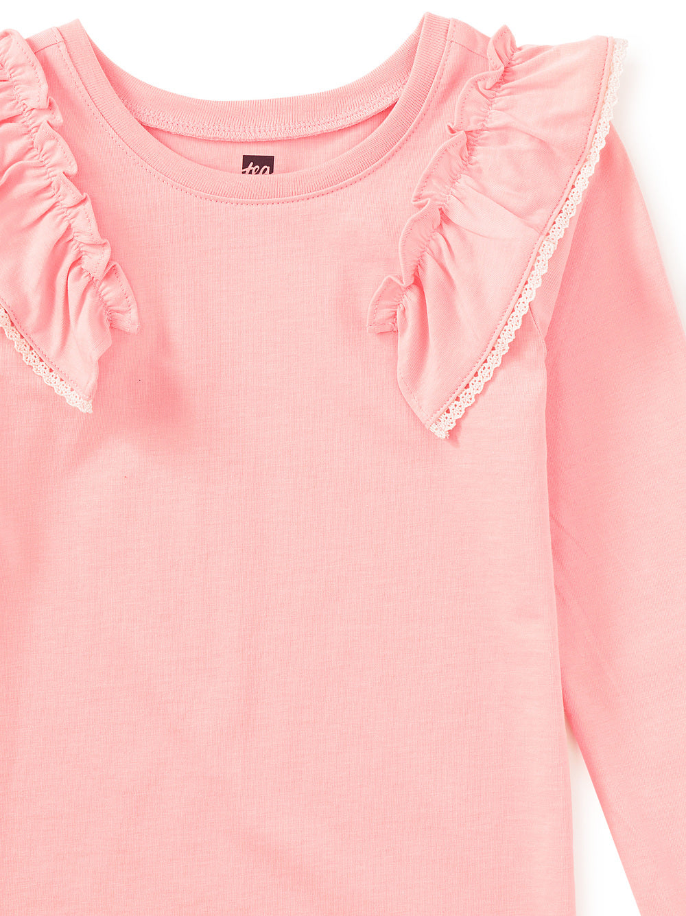 Tea Cherry | Long Sleeve Lace Trim Top