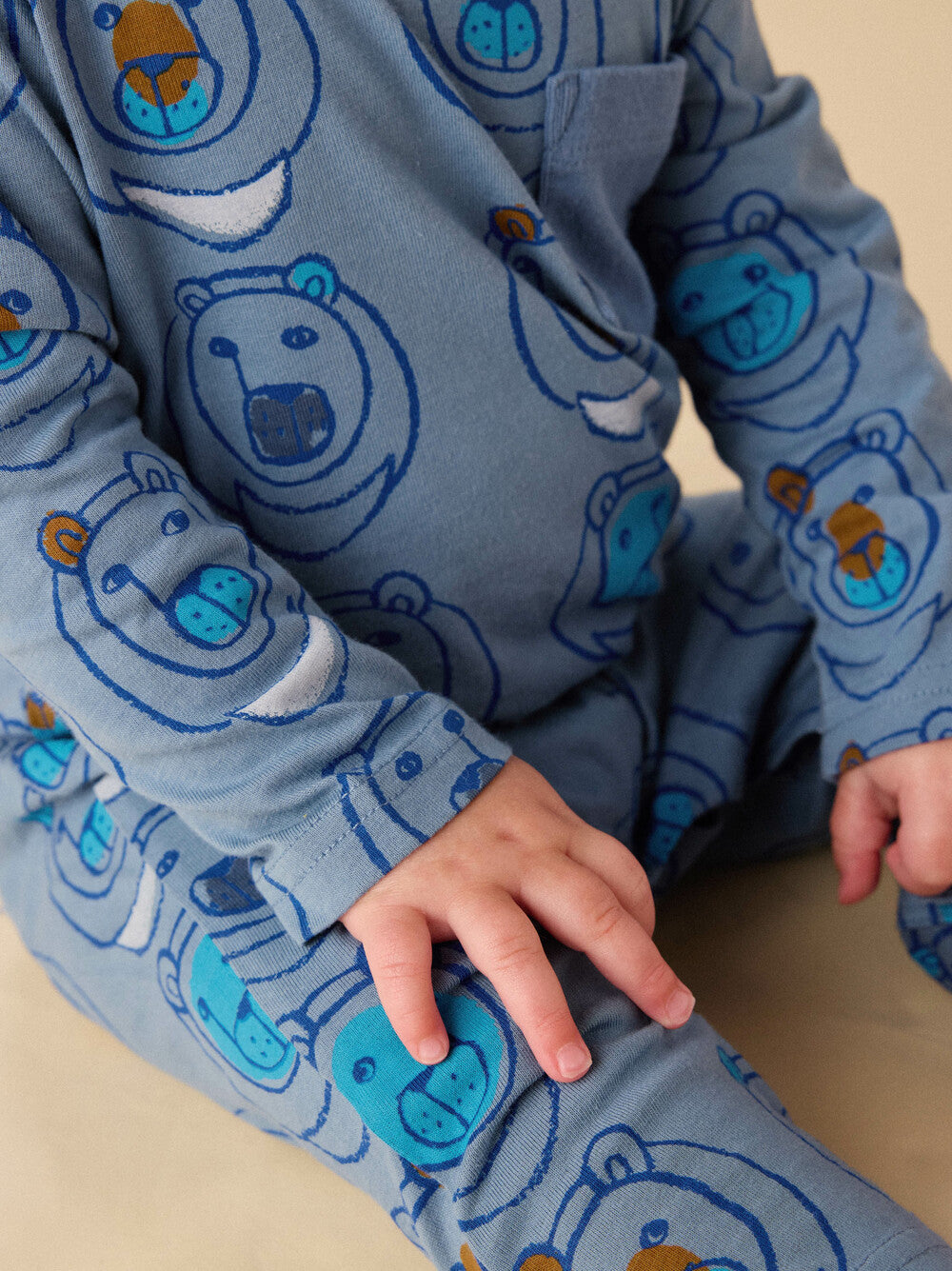 Tea Moon Bear | Long Sleeve Pocket Romper