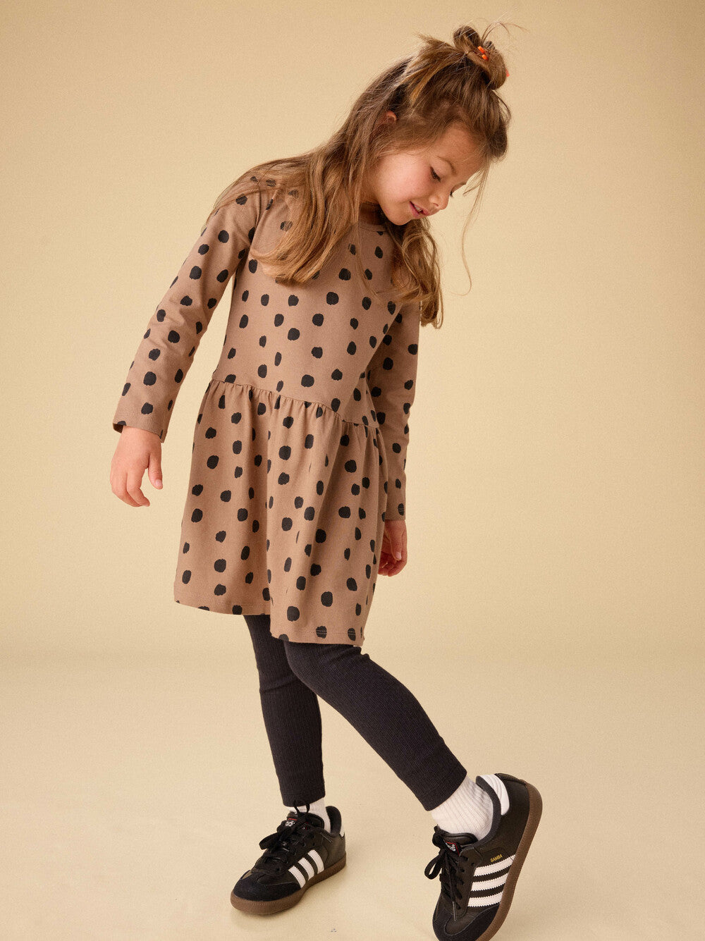 Tea Leopard Dots | Long Sleeve Skirted Dress