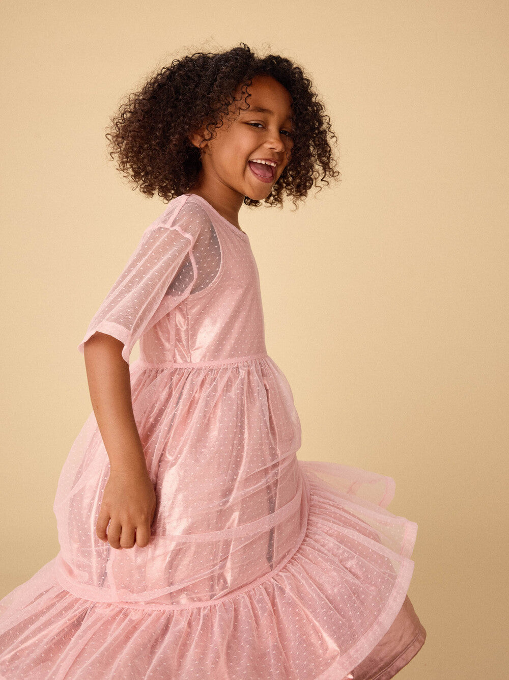 Tea Cherry Blossom | Layered Tulle & Foil Dress