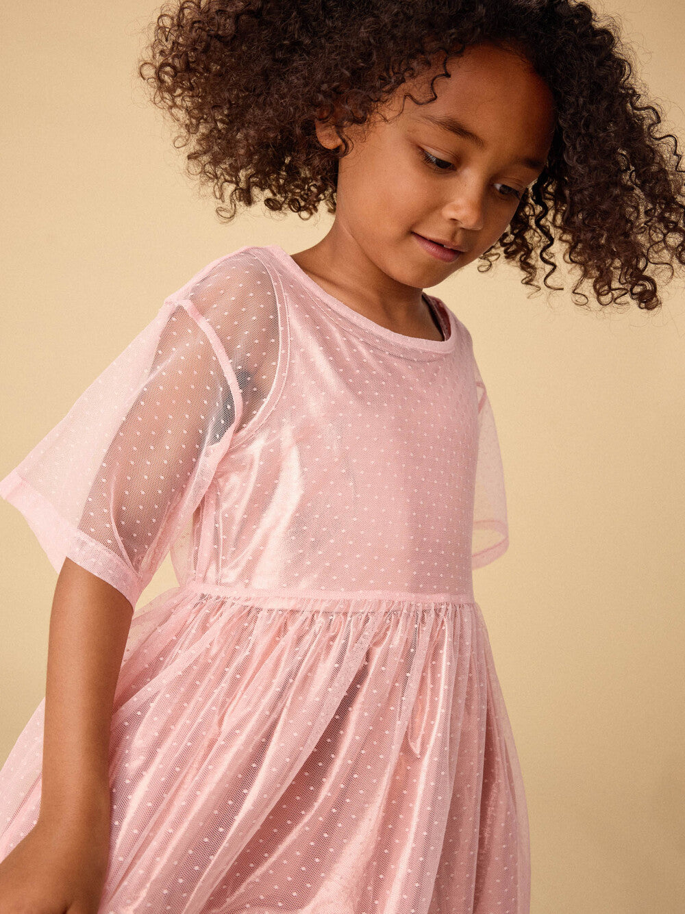 Tea Cherry Blossom | Layered Tulle & Foil Dress