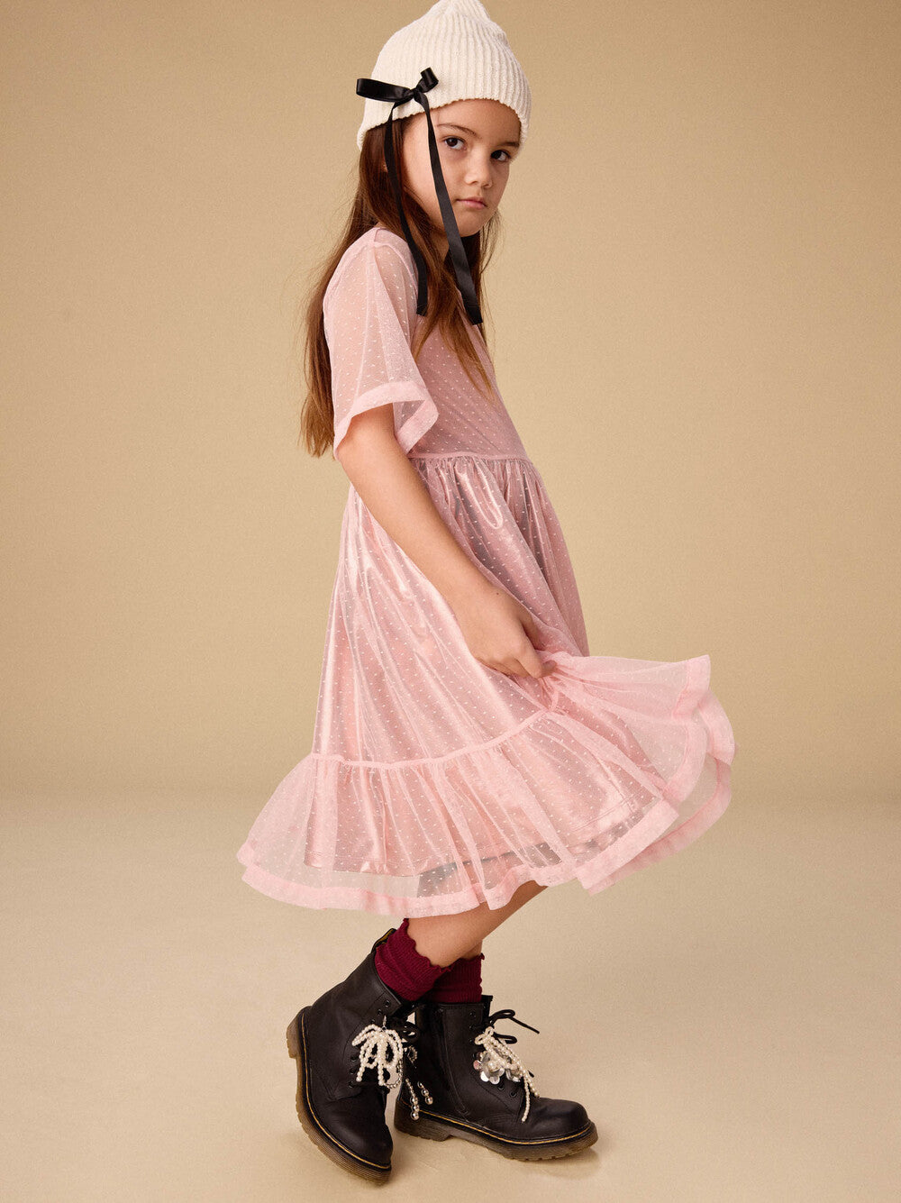 Tea Cherry Blossom | Layered Tulle & Foil Dress