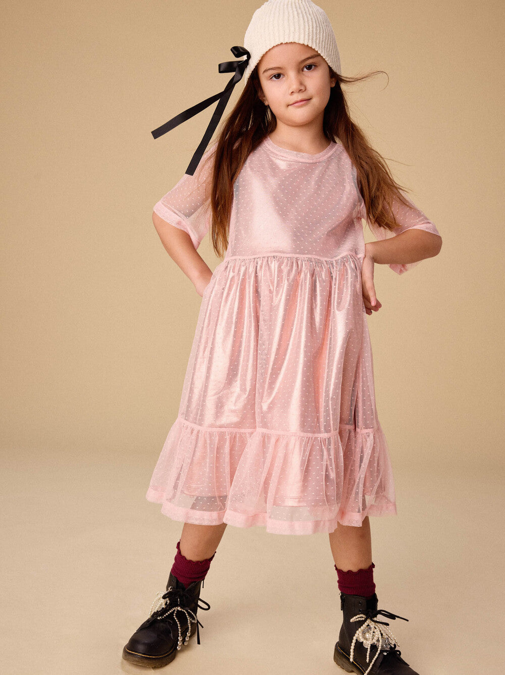 Tea Cherry Blossom | Layered Tulle & Foil Dress