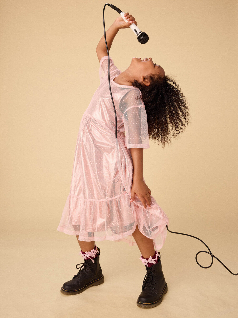 Tea Cherry Blossom | Layered Tulle & Foil Dress