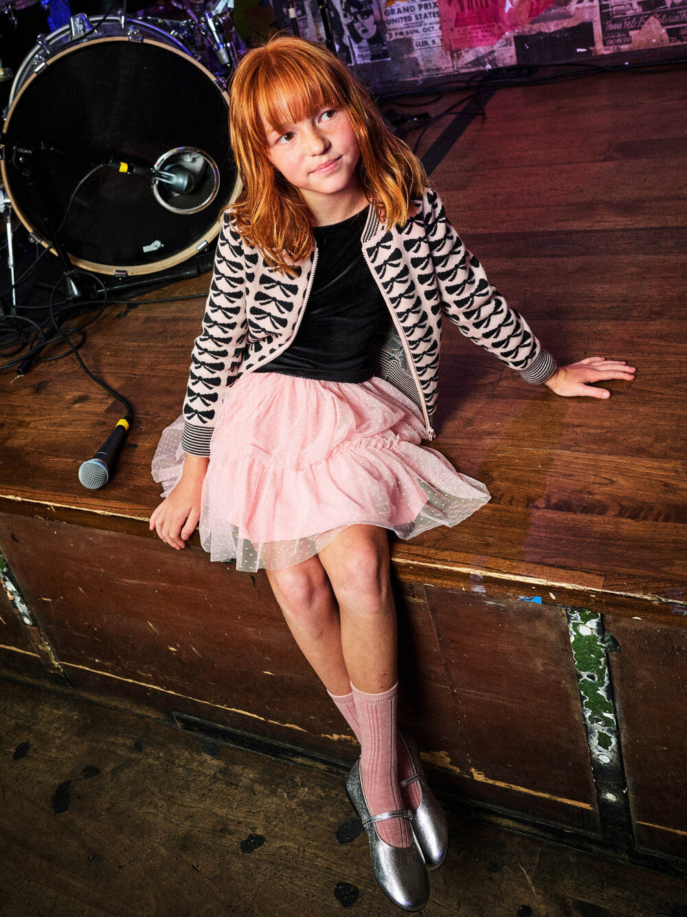 Tea Cherry Blossom | Layered Dot Tulle Skirt
