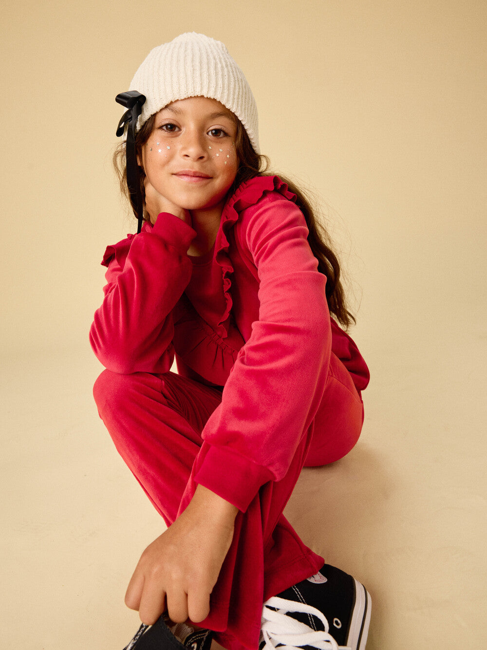 Tea Red Wagon | Very Velour Flare Pants