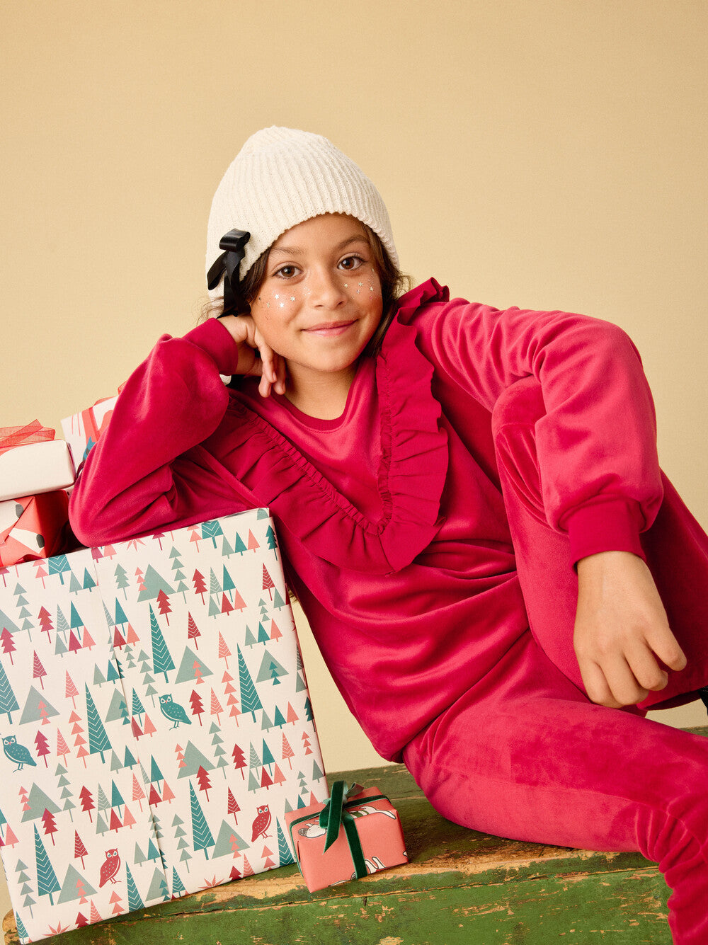 Tea Red Wagon | Very Velour Flare Pants