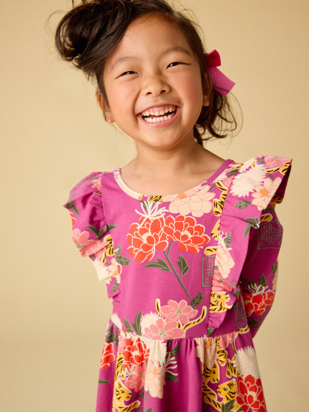 Tea Tiger & Peony | Ruffle Shoulder Ballet Dress