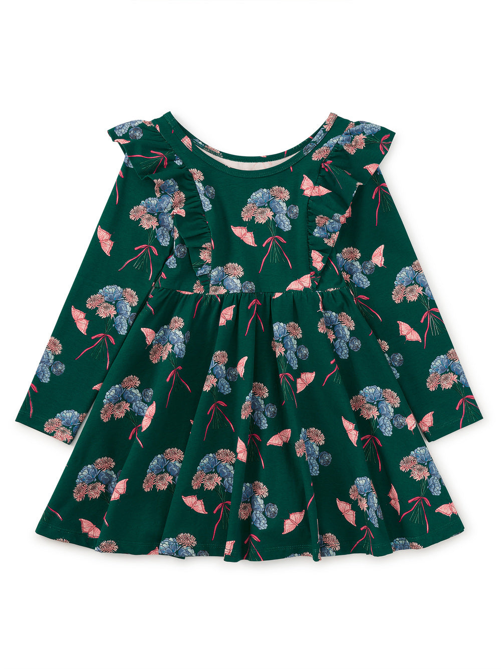 Tea Floral & Butterfly Bouquet | Ruffle Shoulder Ballet Dress