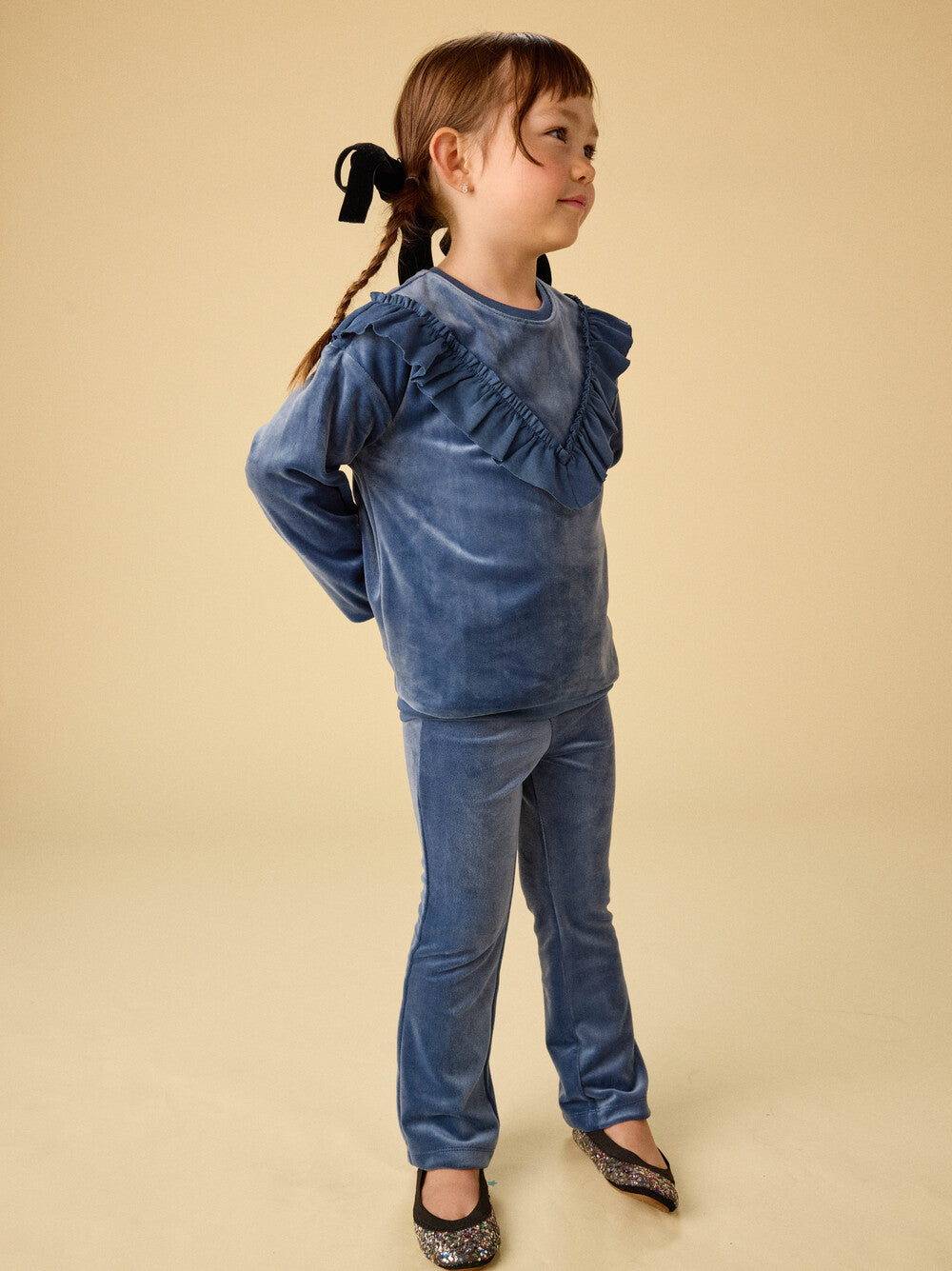 Tea Naval Blue | Very Velour Flare Pants