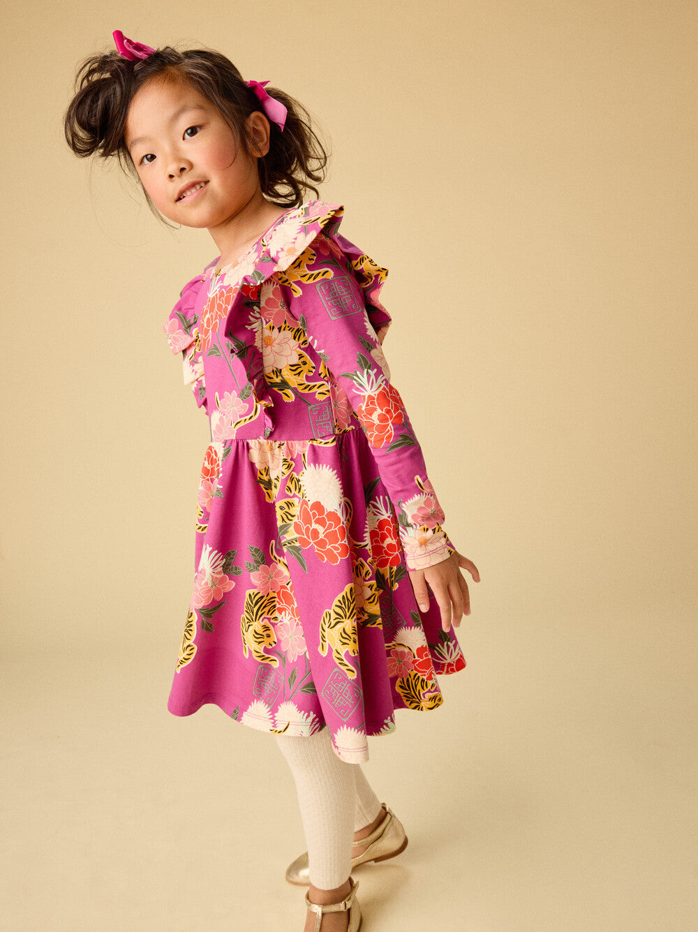 Tea Tiger & Peony | Ruffle Shoulder Ballet Dress