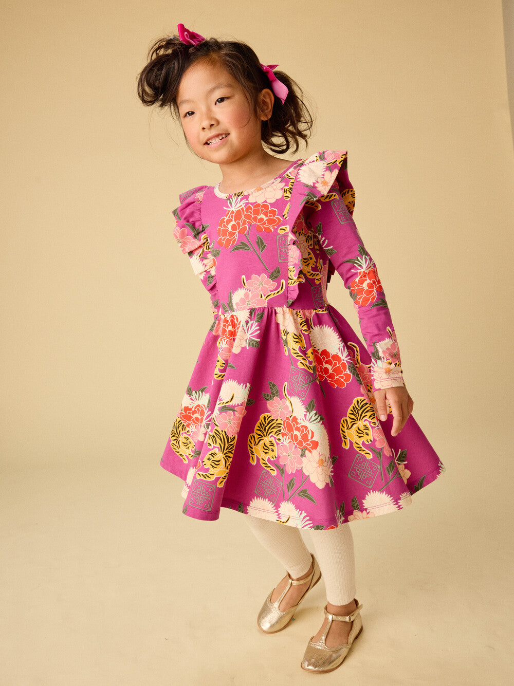 Tea Tiger & Peony | Ruffle Shoulder Ballet Dress