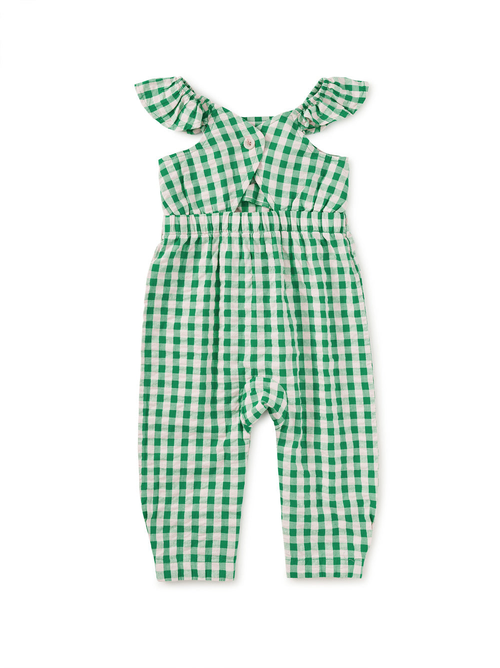 Tea Garden Party Check | Flutter Button Back Romper