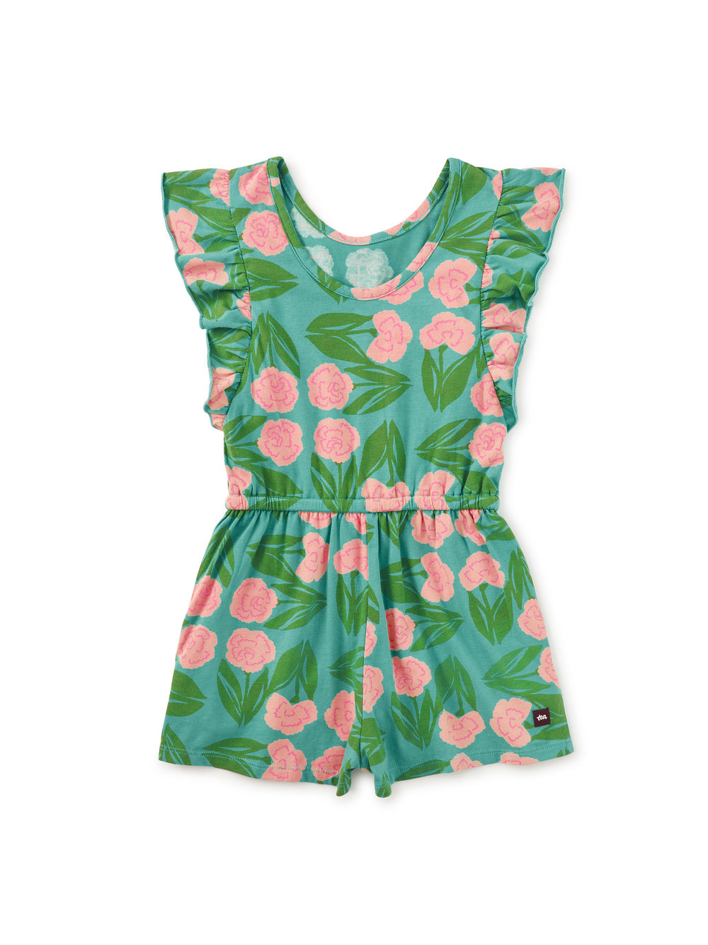 Tea Carnation Floral | Flutter Sleeve Romper