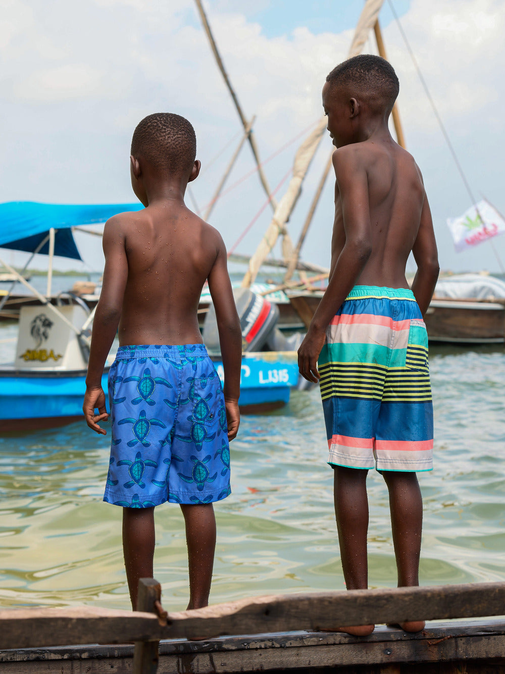 Tea Bali Stripe | Full Length Swim Trunks