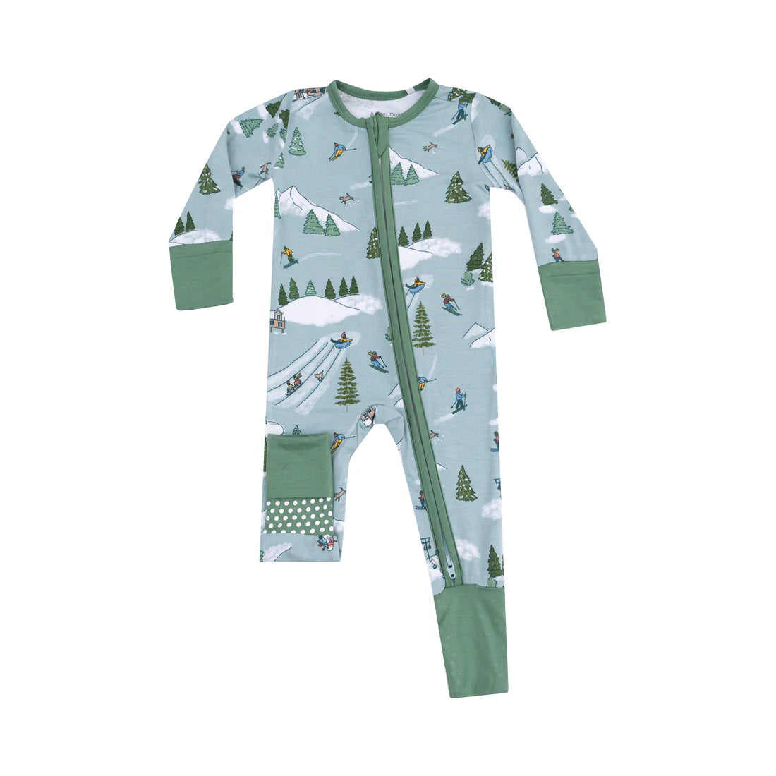 Angel Dear Grey Mist Winter Fun Skiers | 2 Way Zipper Romper