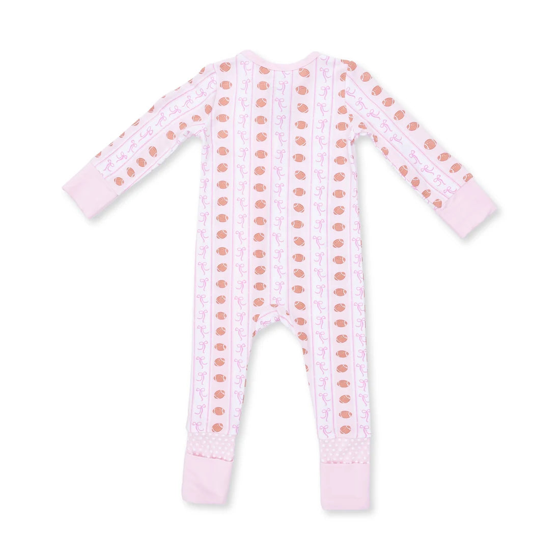 Angel Dear Ivory Pink | Football Bow Stripe Convertible Romper