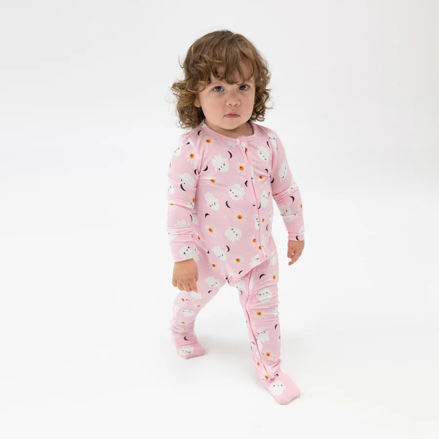 Angel Dear Pink Spooky Ghost | 2 Way Ruffle Zipper Footie