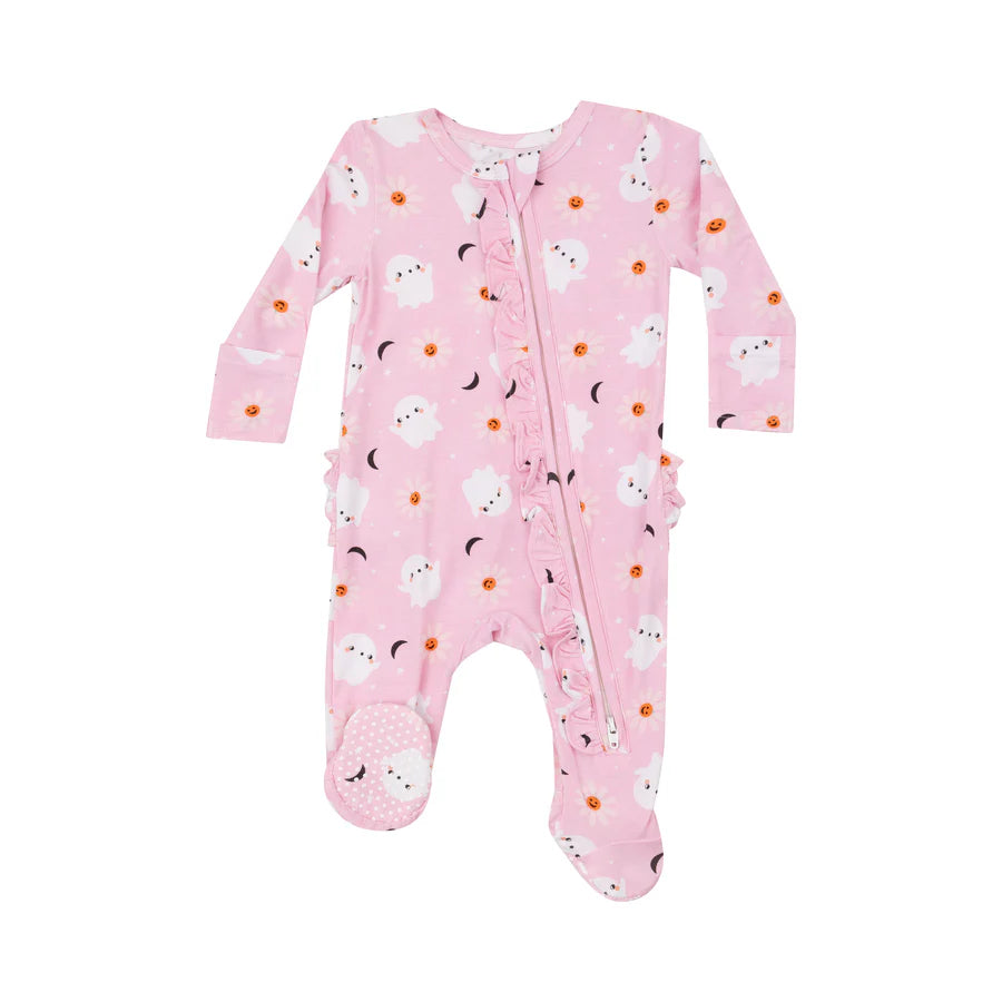 Angel Dear Pink Spooky Ghost | 2 Way Ruffle Zipper Footie