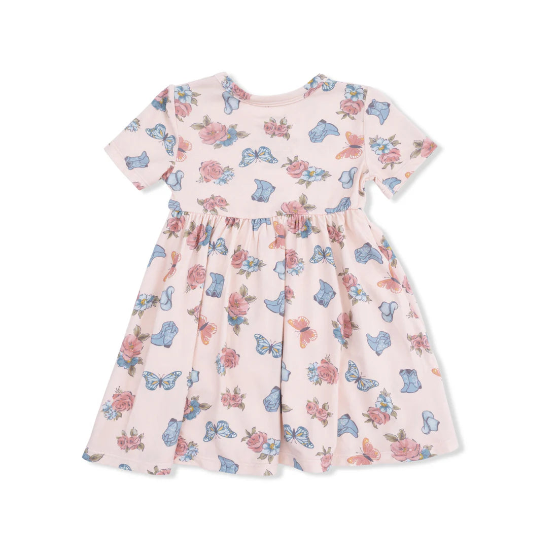 Angel Dear Pink | Country Girl Boots Twirly Dress with Ruffle Pockets