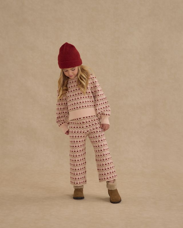Rylee + Cru Petal Ruby Hearts | Jacquard Knit Set