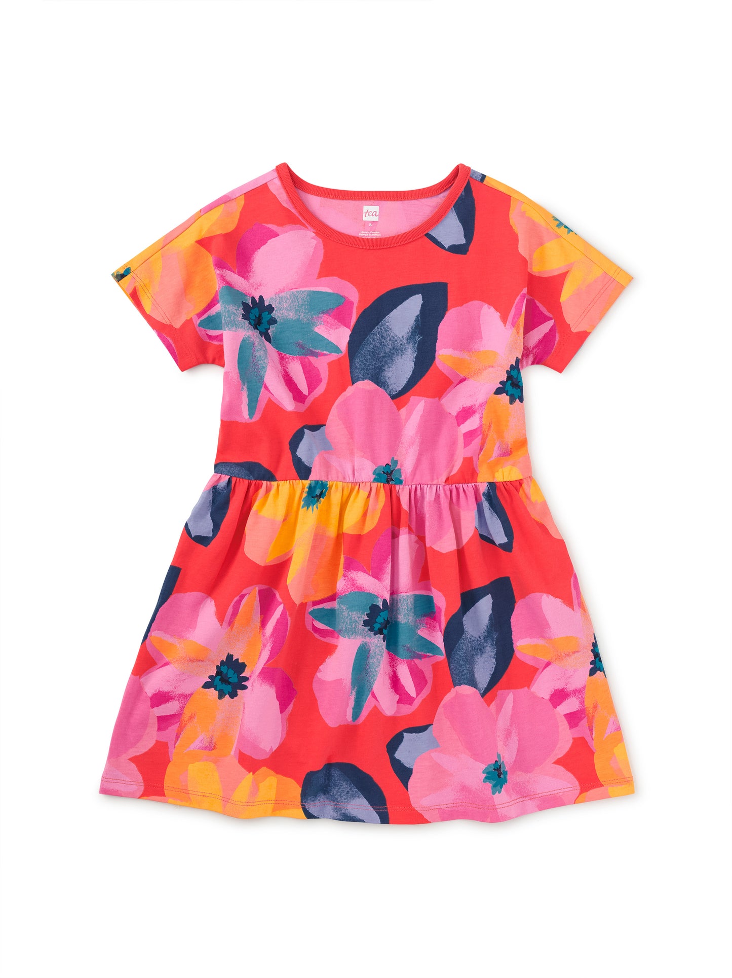 Tea Large Tropical Floral | Short Sleeve Twirl Dress