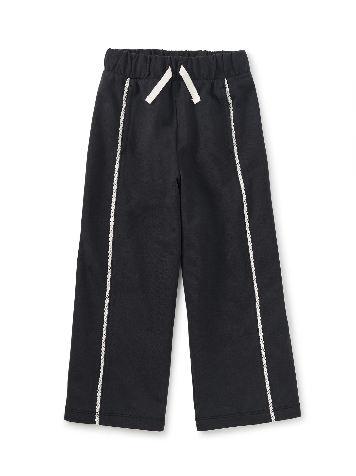 Tea Jet Black | Lace Trim Track Pants