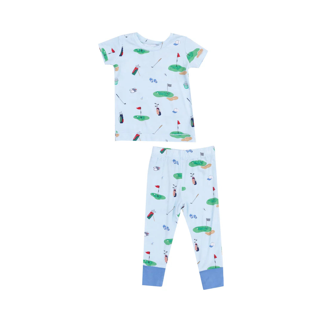 Angel Dear Blue Golf Things | Short Sleeve Loungewear Set