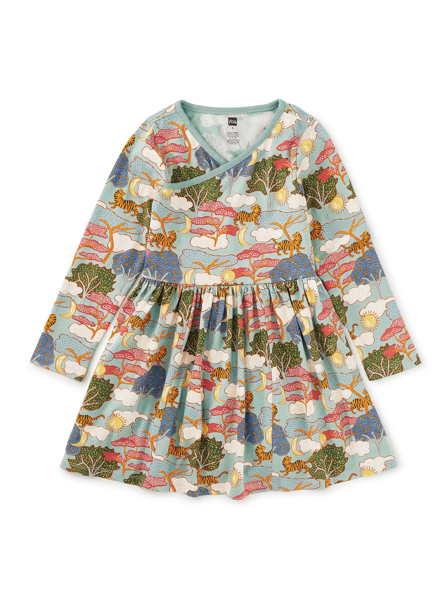 Tea Sun & Moon Folktale | Long Sleeve Wrap Neck Dress