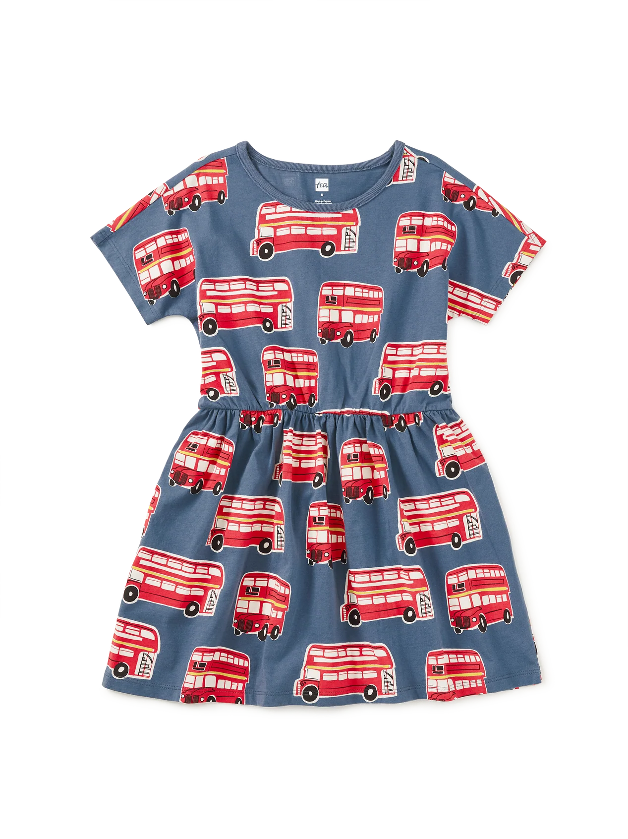 Tea Double Decker Bus | Short Sleeve Twirl Dress