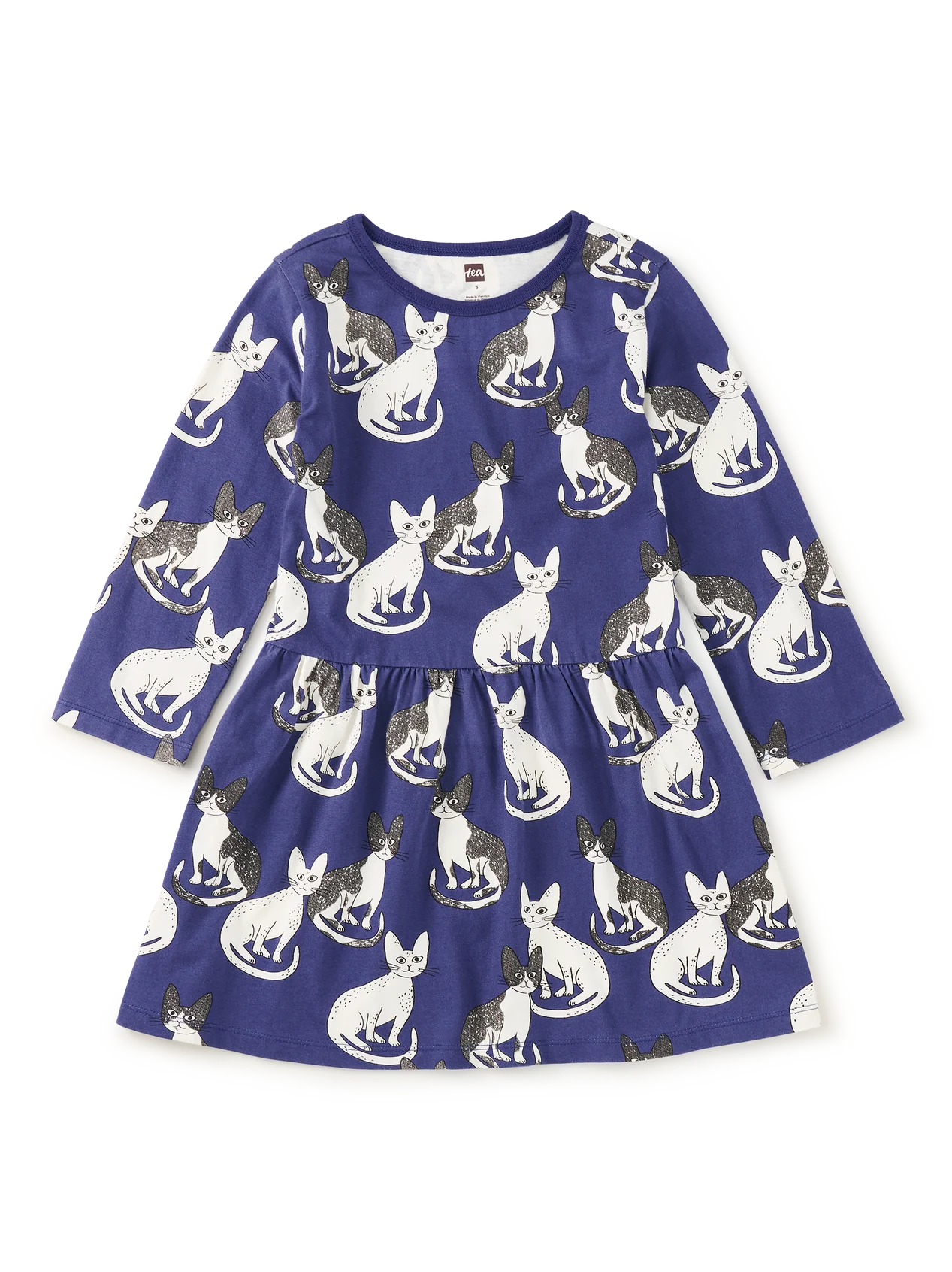 Tea Cornish Rex Cats | Long Sleeve Skirted Dress