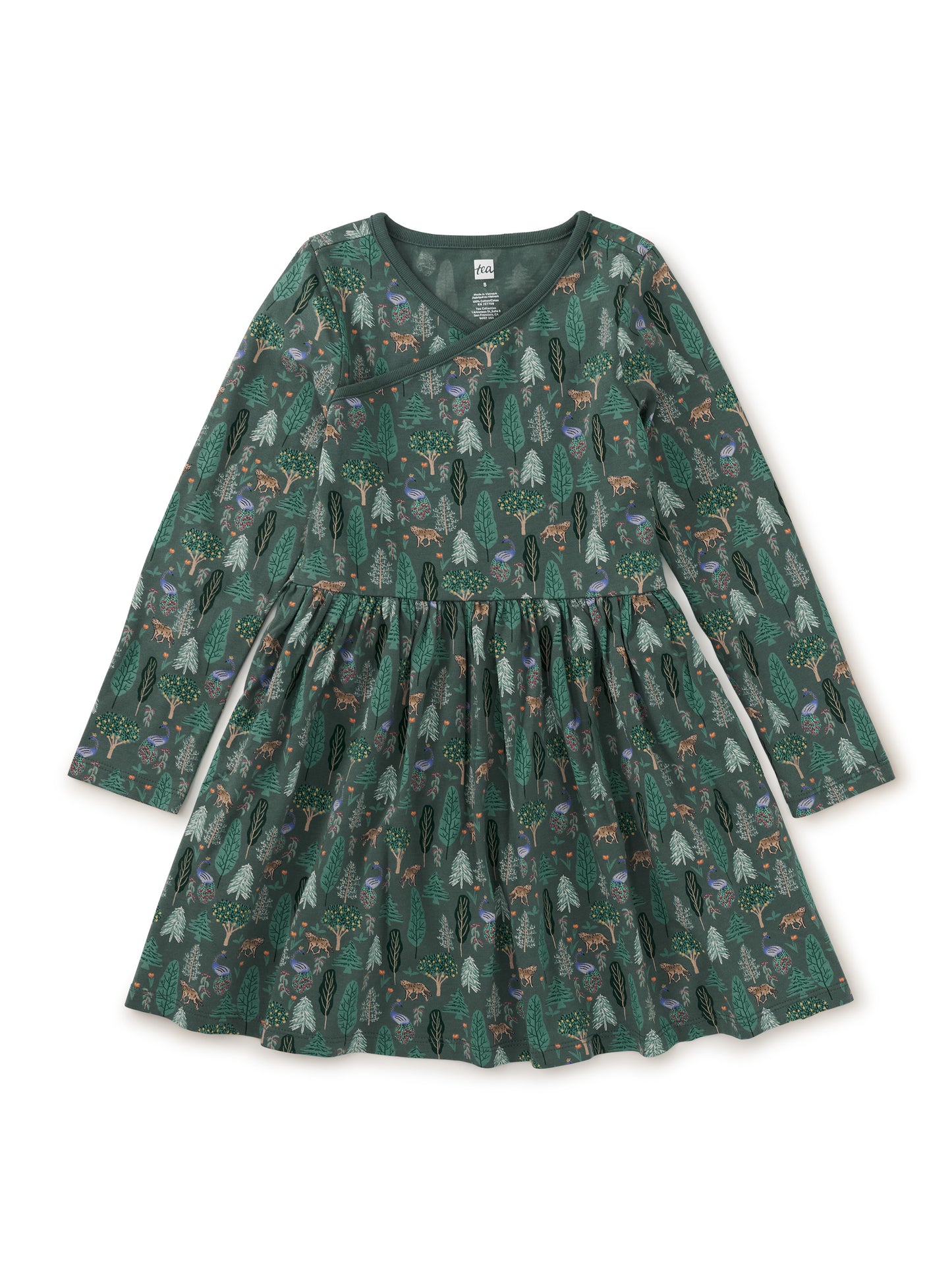 Tea Turkish Forest | Long Sleeve Wrap Neck Dress