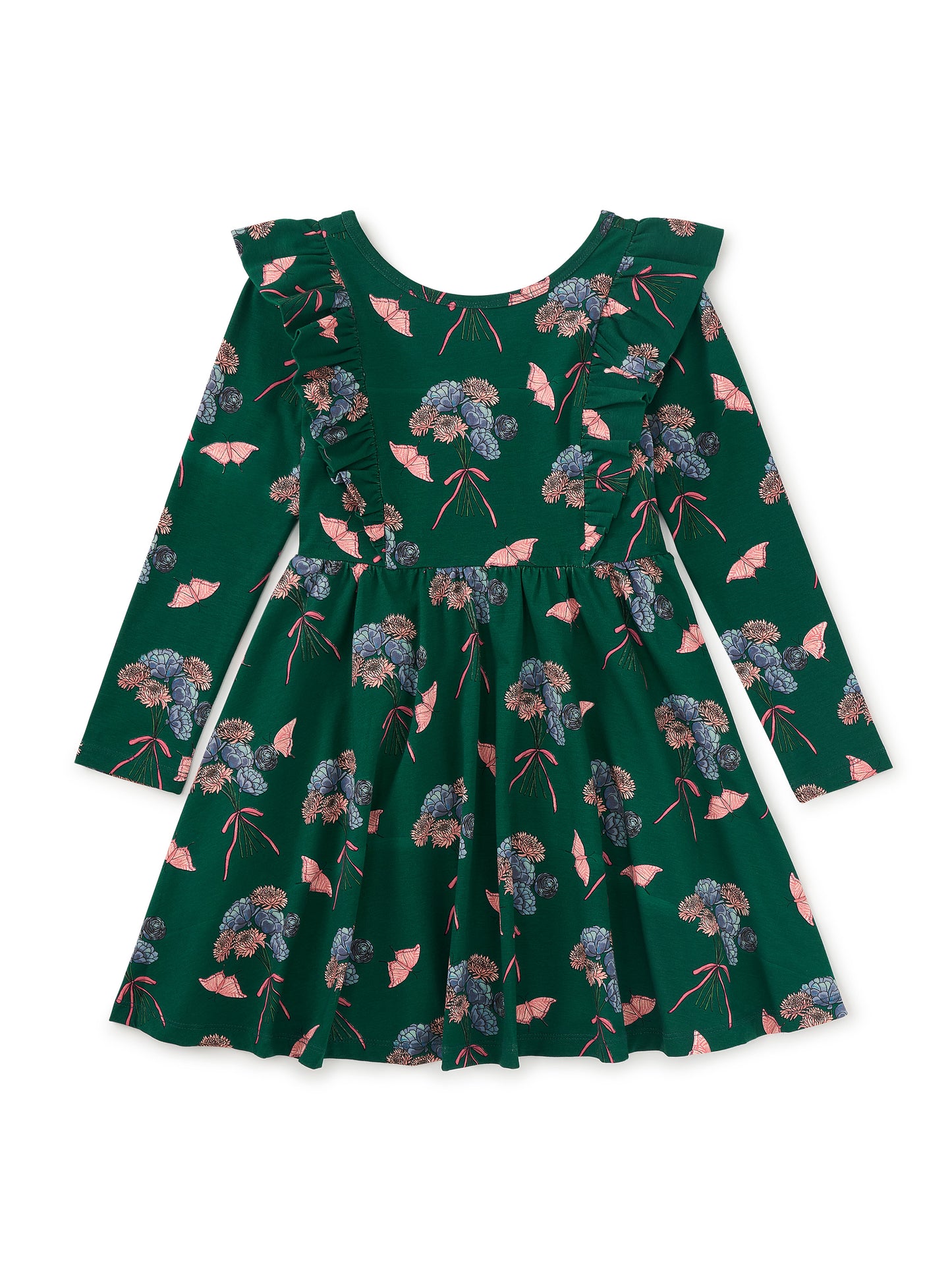 Tea Floral & Butterfly Bouquet | Ruffle Shoulder Ballet Dress