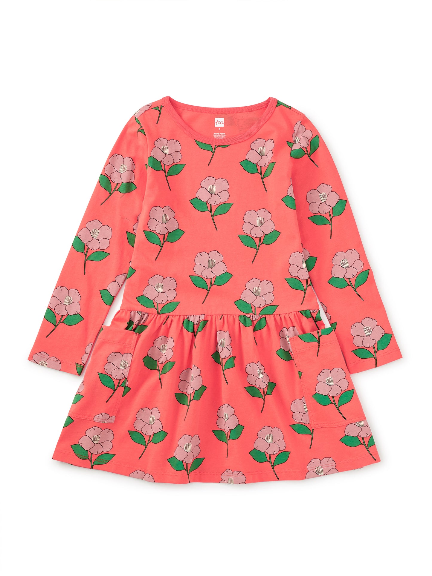 Tea Winter Camellia | Long Sleeve Pocket Dress