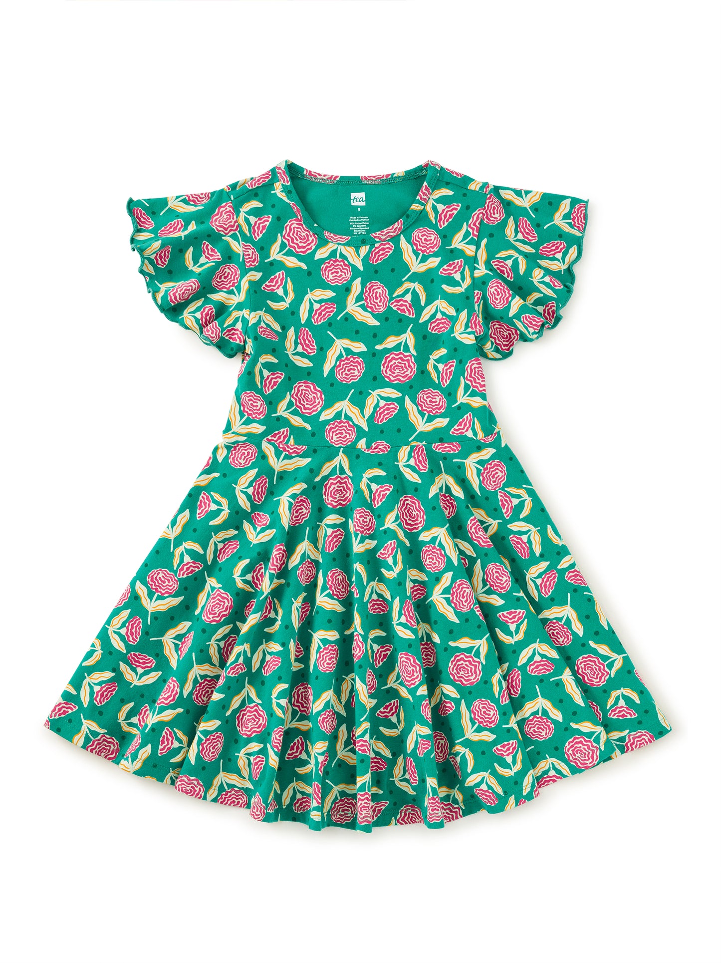Tea Carnation Toss | Flutter Sleeve Twirl Dress