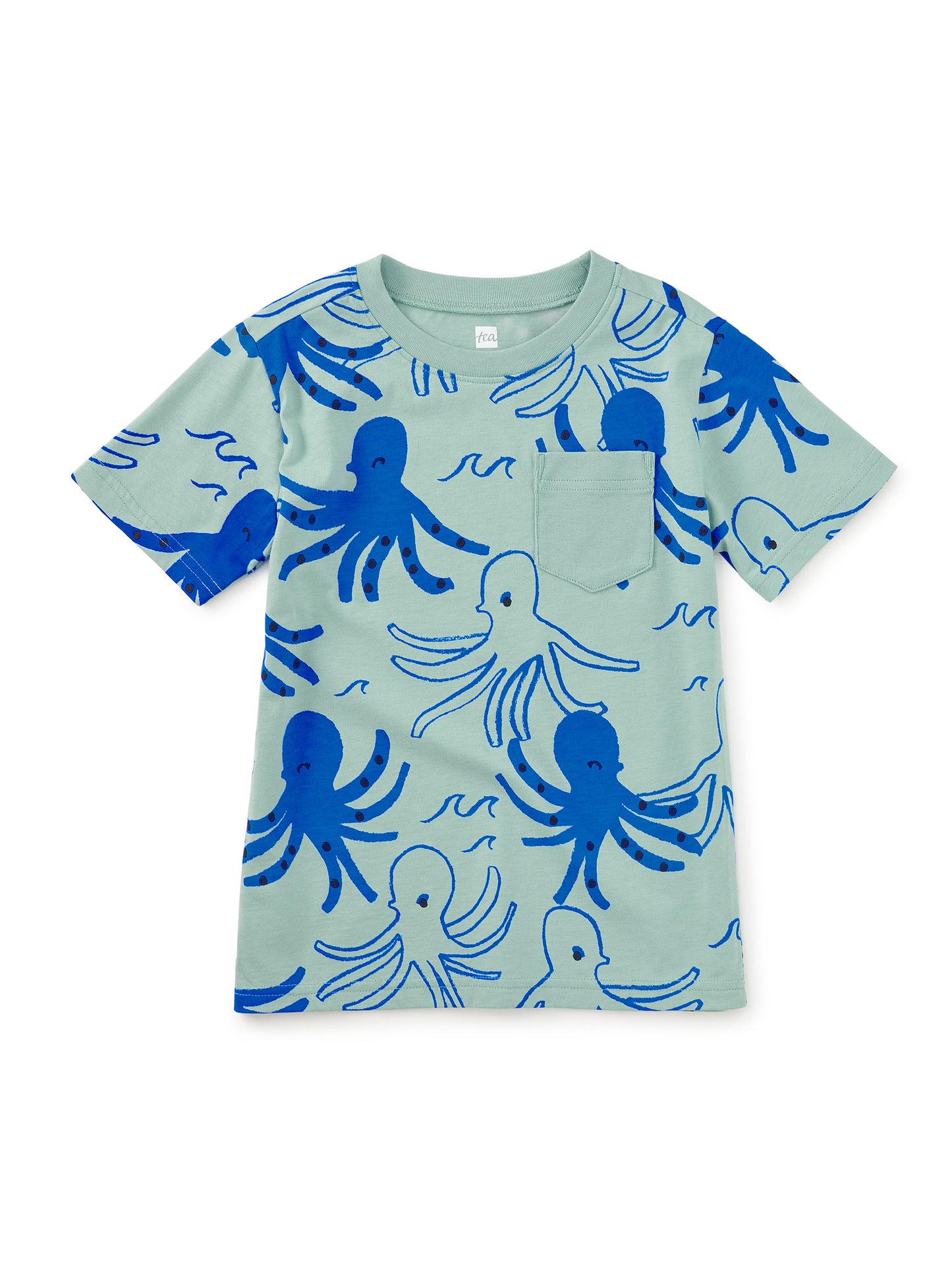 Tea Sketched Octopus | Printed Pocket Tee