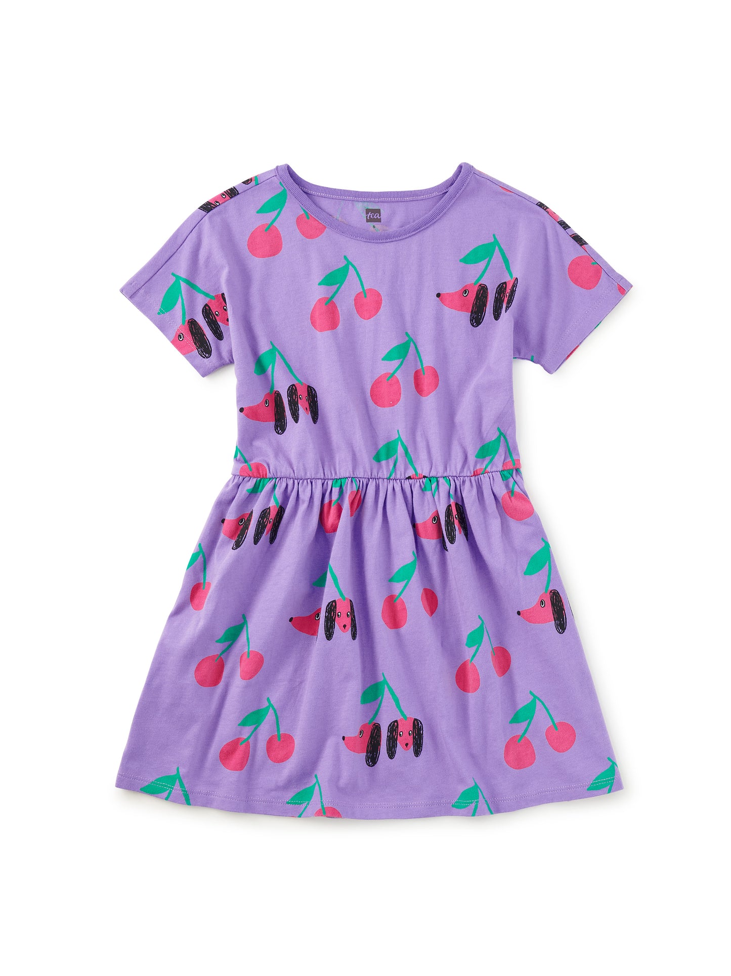 Tea Cherry Dog! | Short Sleeve Twirl Dress