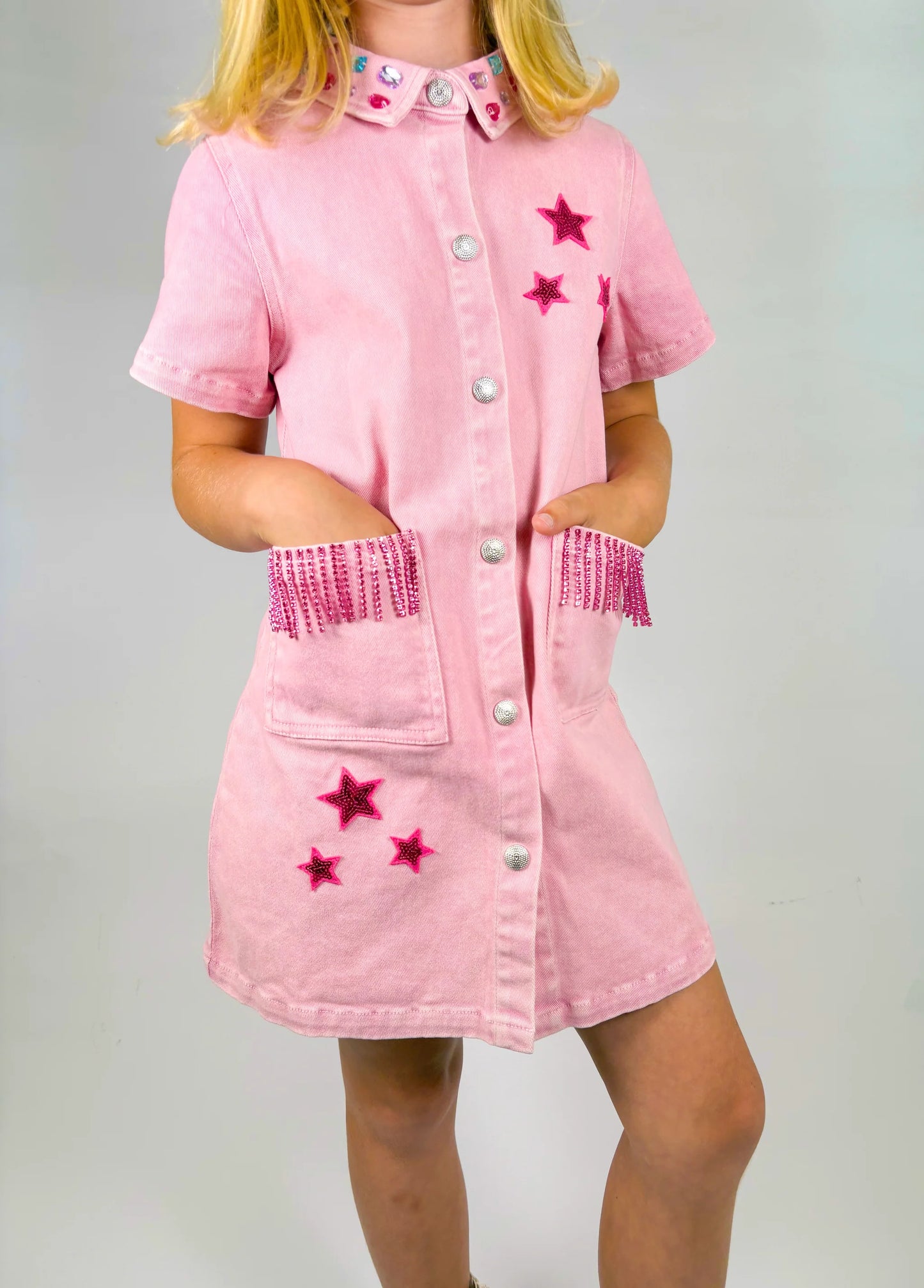 Three Wildflower Designs Pink | Denim Dress